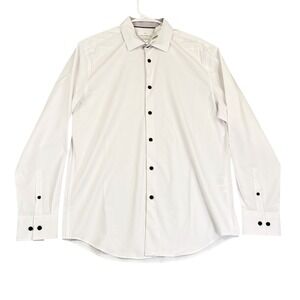 CONSTRUCT Dress Shirt Mens Large Slim Fit White Cooling Comfort Stretch *Read